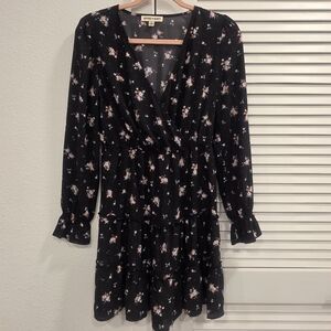 Inspired Hearts Black Floral Long Sleeve Dress